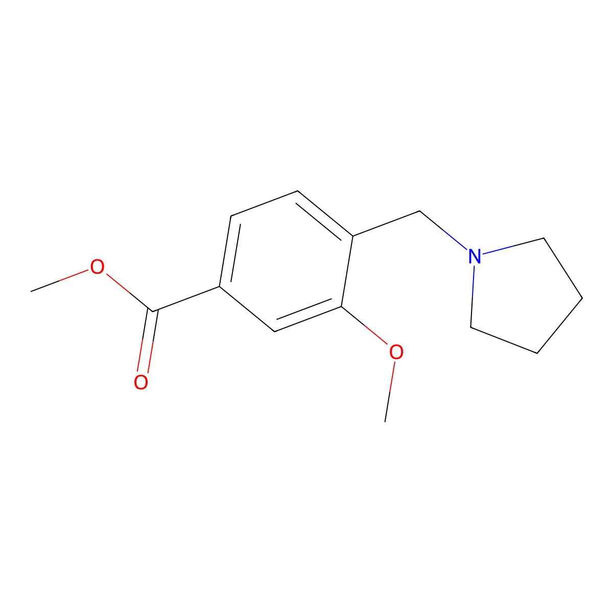 Methyl 3-methoxy-4-(pyrrolidin-1-ylmethyl)benzoate molecular structure, CAS 193964-75-9