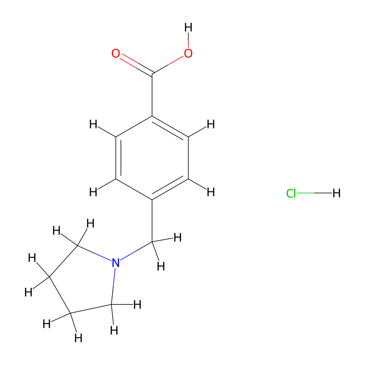 4-(Pyrrolidin-1-ylmethyl)benzoic acid hydrochloride molecular structure, CAS 193968-71-7