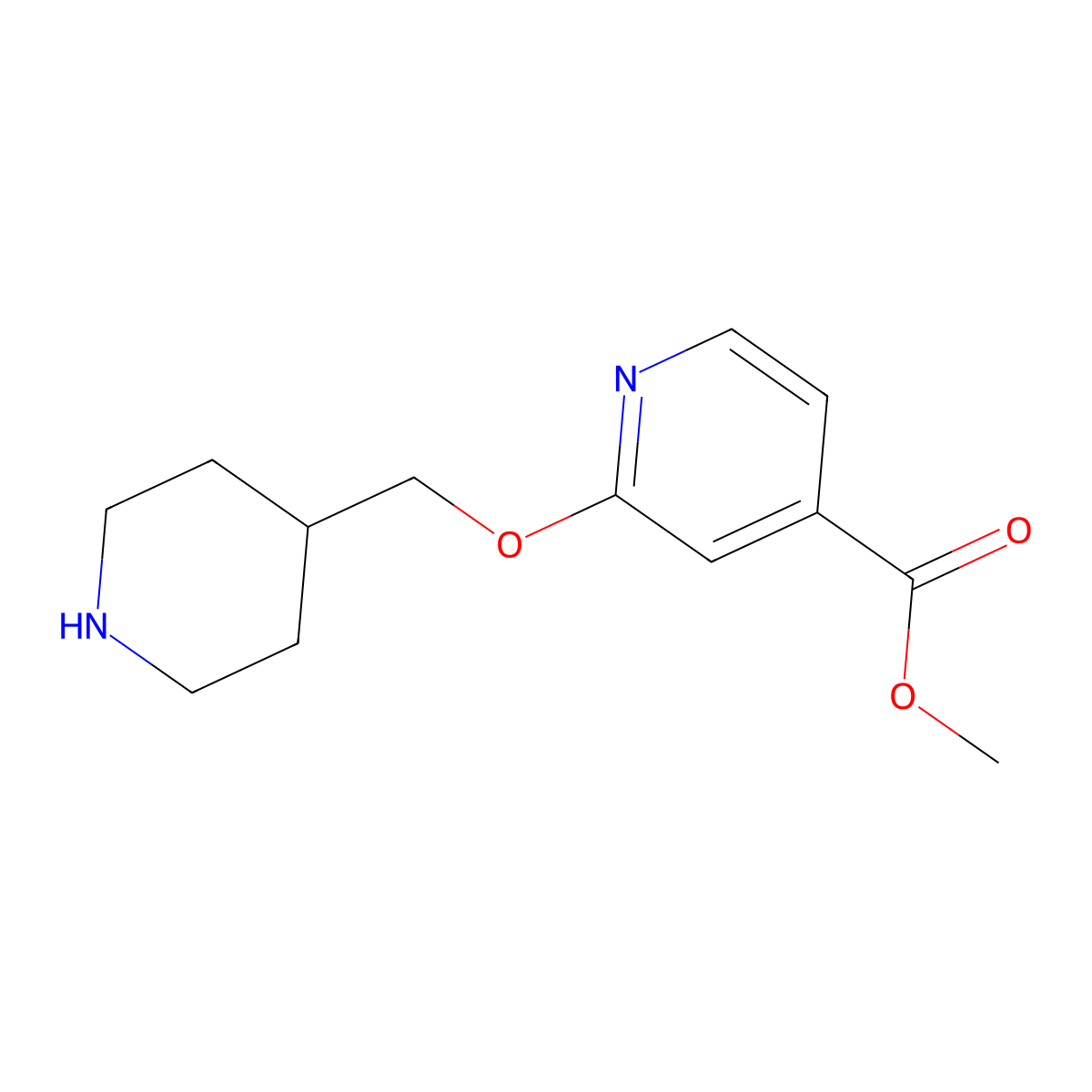 Methyl 2-[(piperidin-4-yl)methoxy]pyridine-4-carboxylate molecular structure, CAS 1939691-35-6