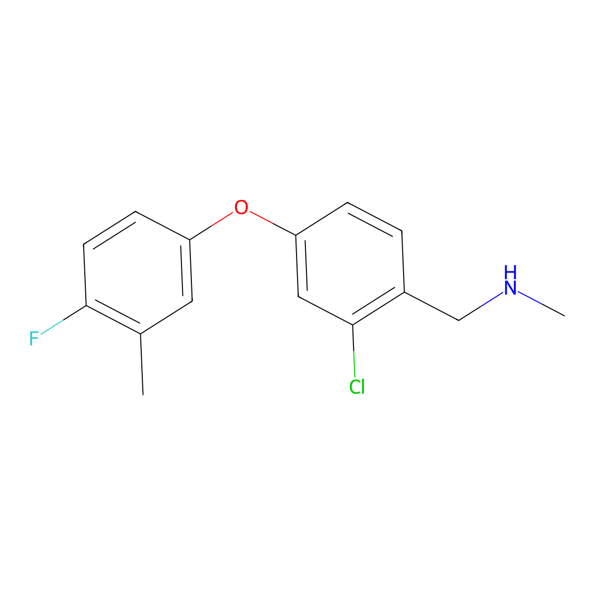 {[2-Chloro-4-(4-fluoro-3-methylphenoxy)phenyl]methyl}(methyl)amine molecular structure, CAS 1939719-31-9