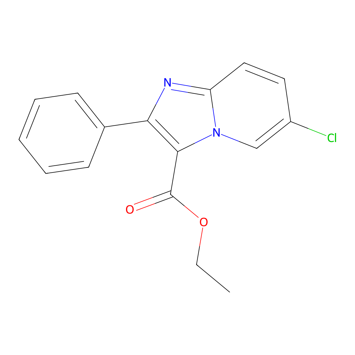 Ethyl 6-chloro-2-phenylimidazo[1,2-a]pyridine-3-carboxylate molecular structure, CAS 193979-37-2