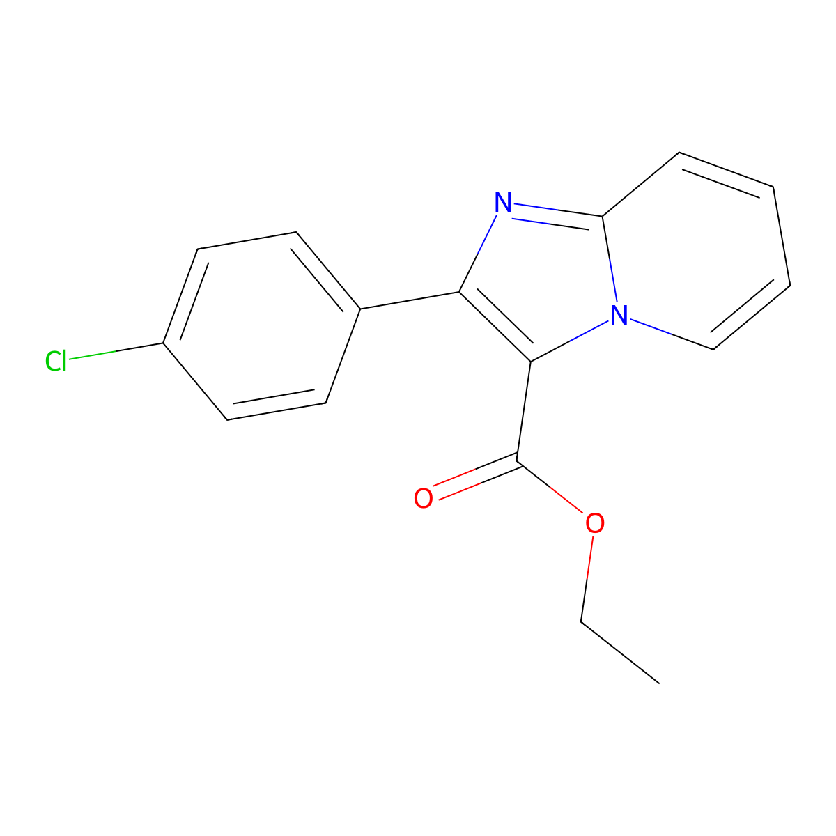 Ethyl 2-(4-chlorophenyl)imidazo[1,2-a]pyridine-3-carboxylate molecular structure, CAS 193979-38-3