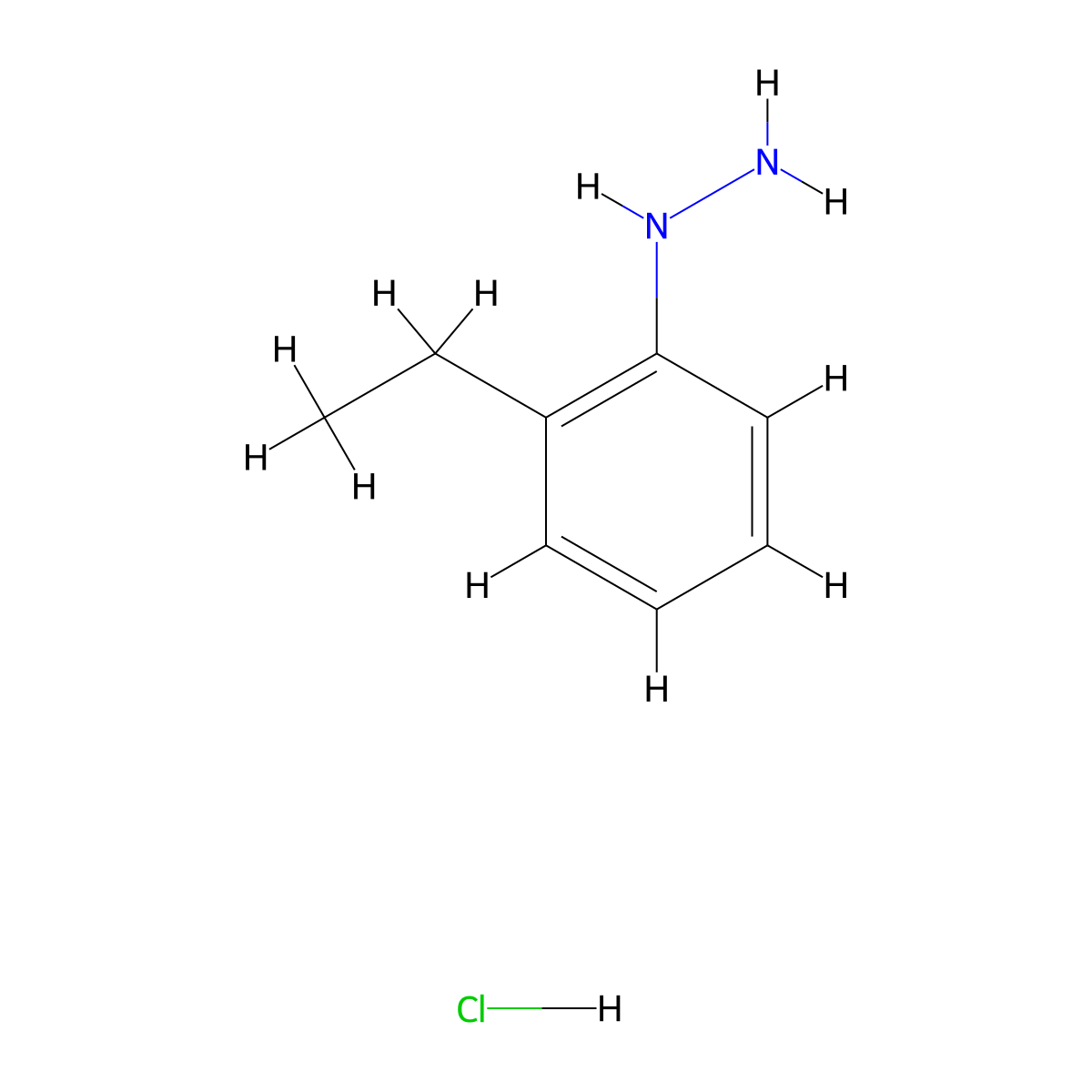 2-Ethylphenylhydrazine Hydrochloride molecular structure, CAS 19398-06-2