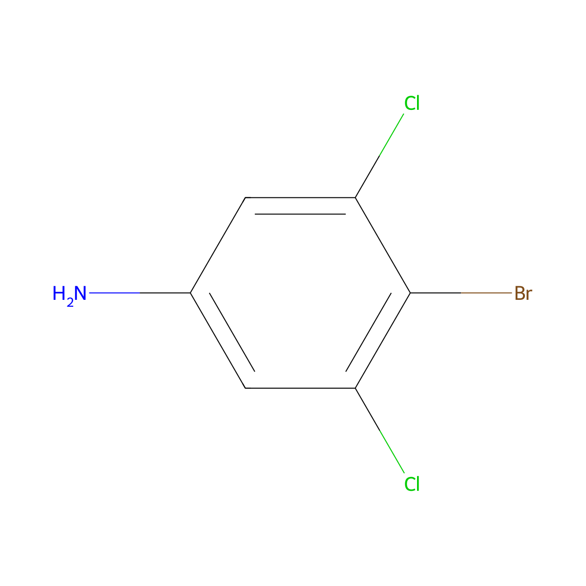 4-Bromo-3,5-dichloroaniline molecular structure, CAS 1940-29-0