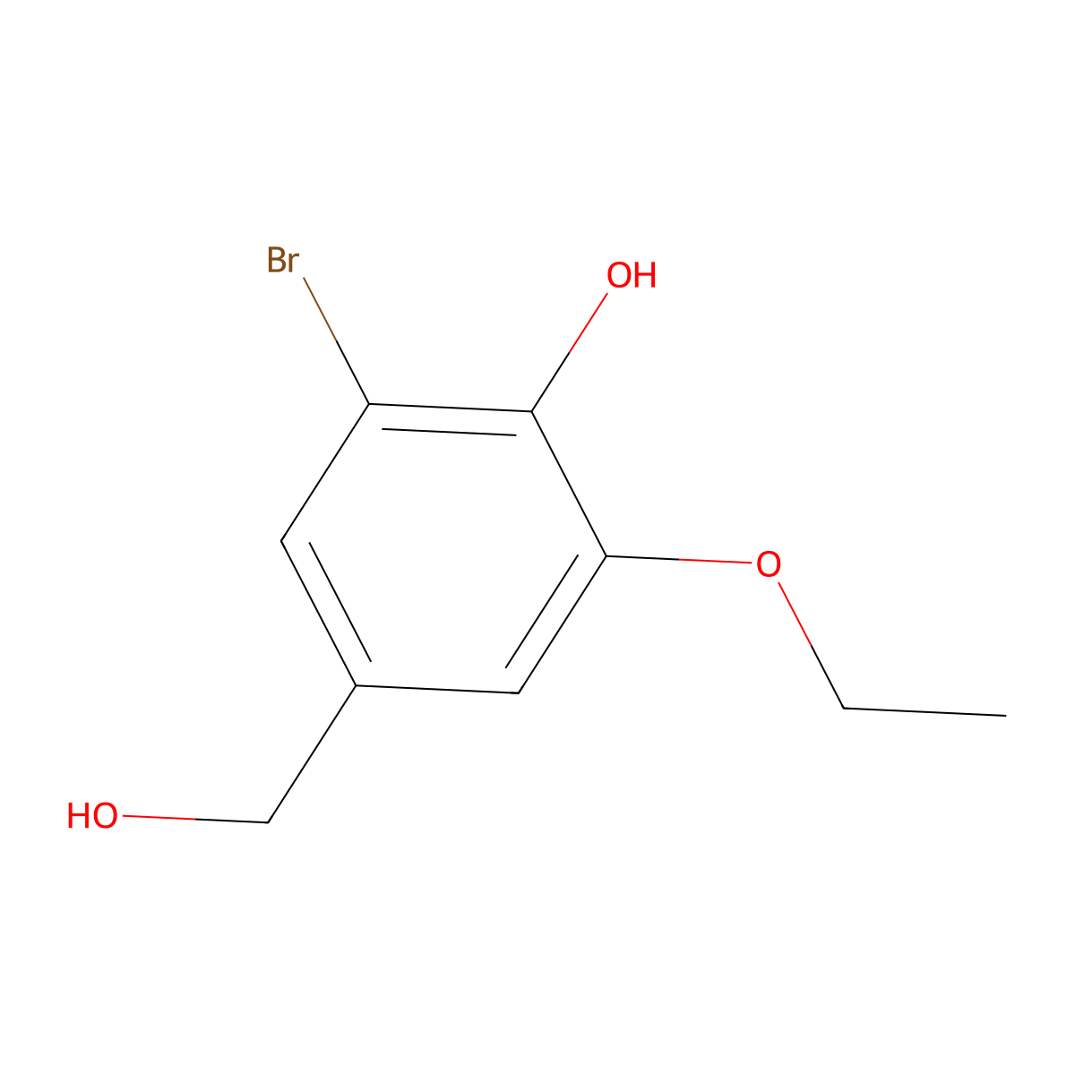 2-Bromo-6-ethoxy-4-(hydroxymethyl)phenol molecular structure, CAS 1940-80-3