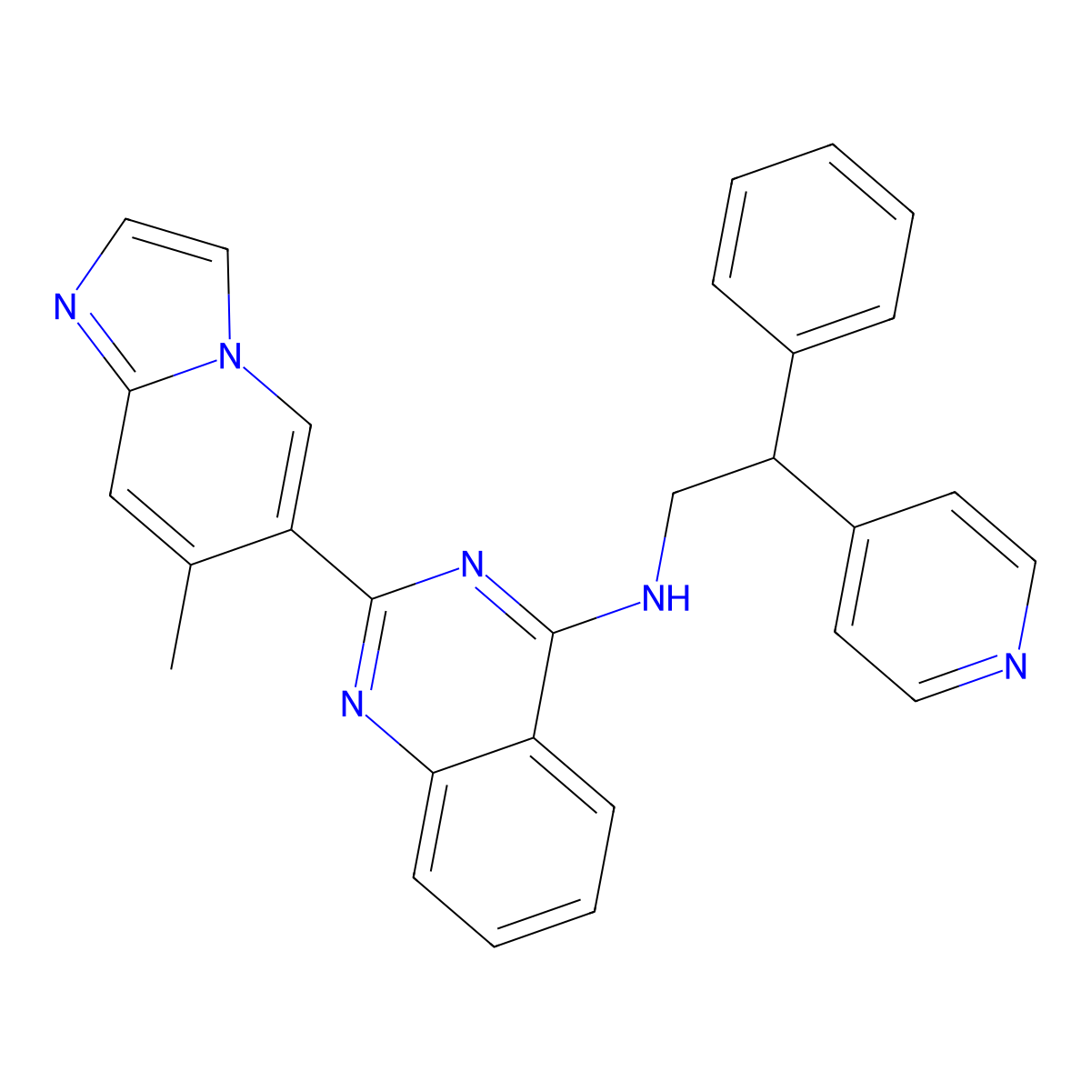 2-(7-Methylimidazo[1,2-A]pyridin-6-YL)-N-(2-phenyl-2-(pyridin-4-YL)ethyl)quinazolin-4-amine molecular structure, CAS 1940118-04-6