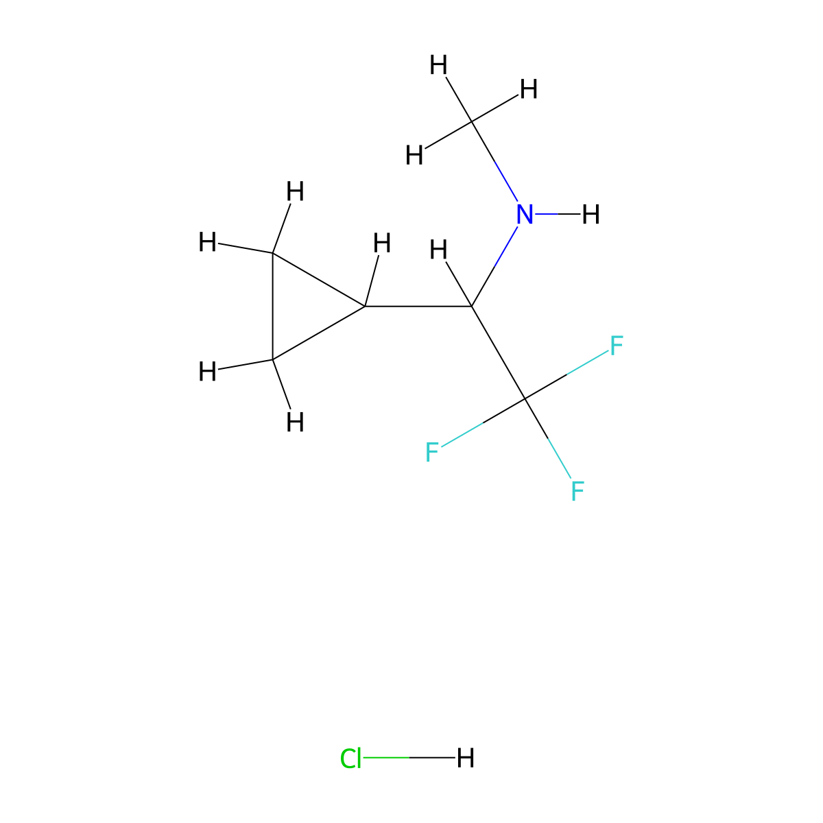 (1-Cyclopropyl-2,2,2-trifluoroethyl)(methyl)amine hydrochloride molecular structure, CAS 1940136-61-7