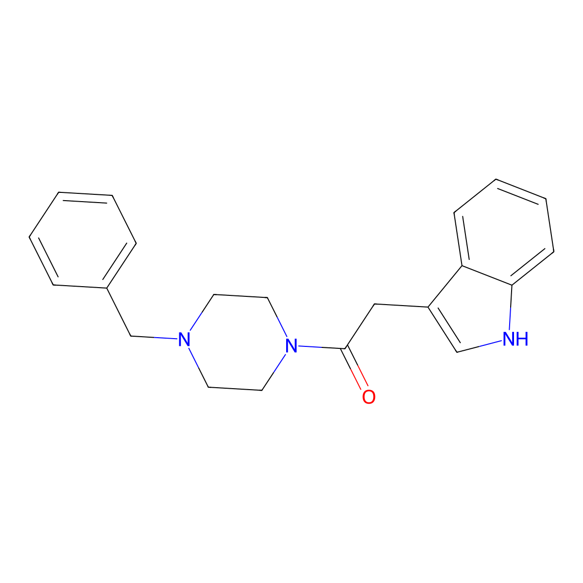 1-(4-benzylpiperazin-1-yl)-2-(1H-indol-3-yl)ethanone molecular structure, CAS 194017-03-3