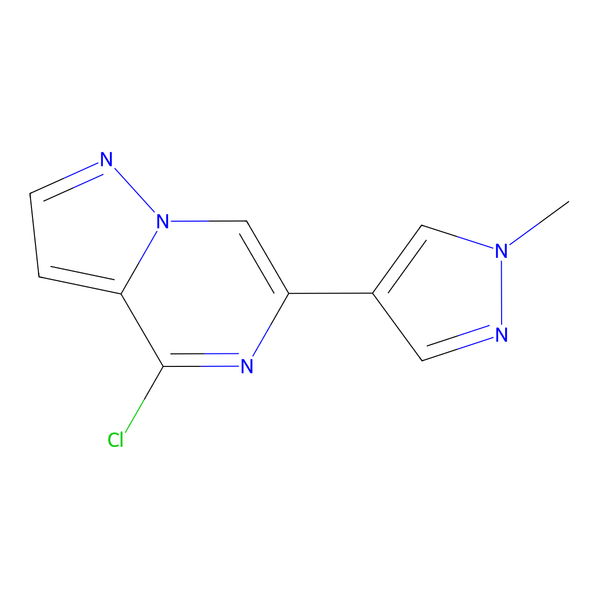 4-chloro-6-(1-methyl-1H-pyrazol-4-yl)pyrazolo[1,5-a]pyrazine molecular structure, CAS 1940180-18-6