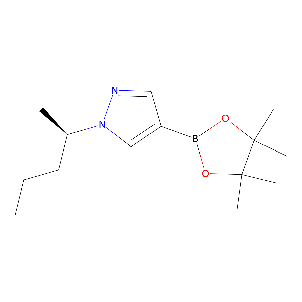 (R)-1-(Pentan-2-yl)-4-(4,4,5,5-tetramethyl-1,3,2-dioxaborolan-2-yl)-1H-pyrazole molecular structure, CAS 1940180-74-4