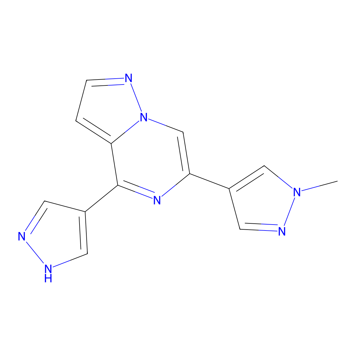 6-(1-Methyl-1h-pyrazol-4-yl)-4-(1h-pyrazol-4-yl)pyrazolo[1,5-a]pyrazine molecular structure, CAS 1940181-89-4