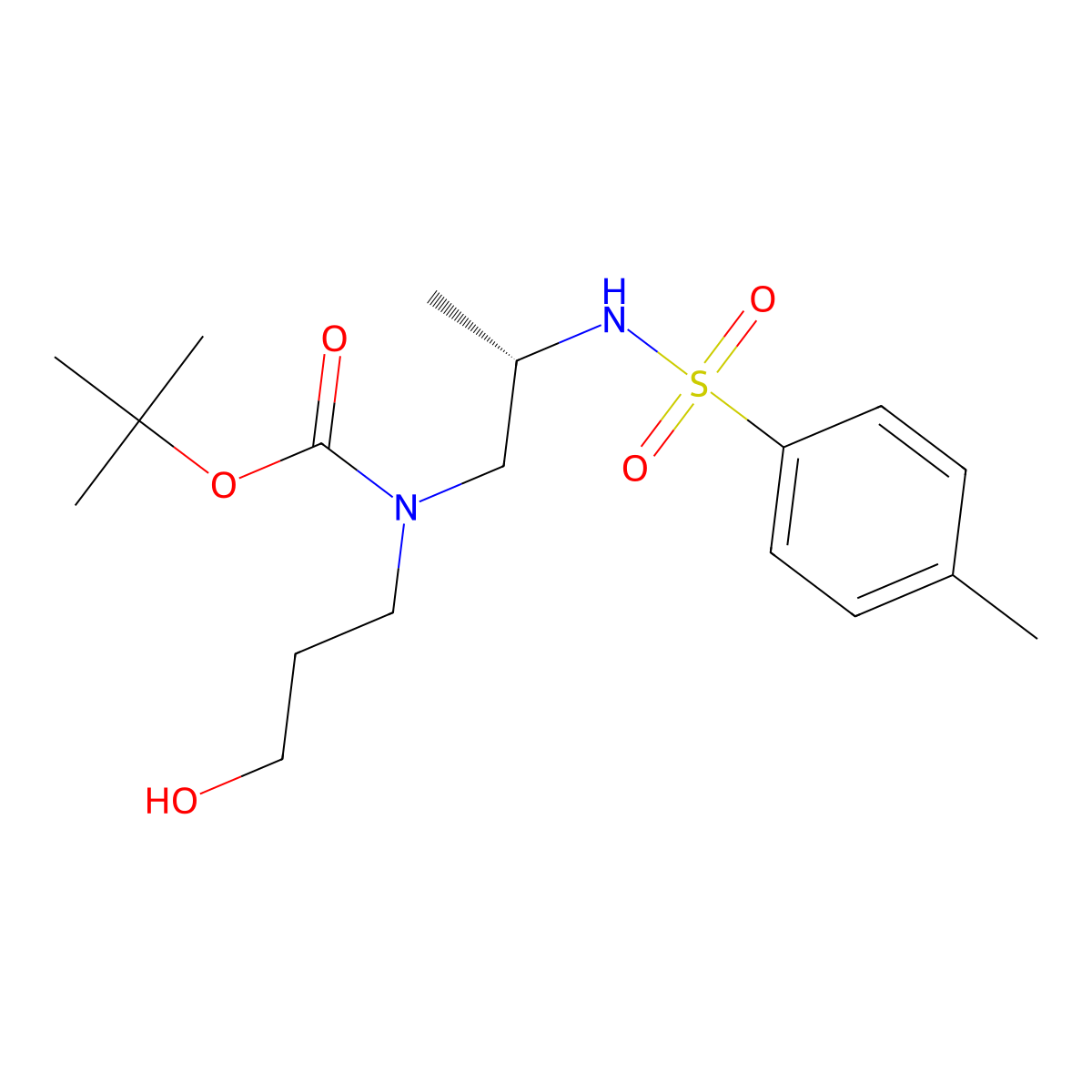 (S)-3-{N-(tert-Butoxycarbonyl)-N-[2-(N-p-toluenesulfonyl)aminopropyl]amino-1-propanol molecular structure, CAS 194032-19-4