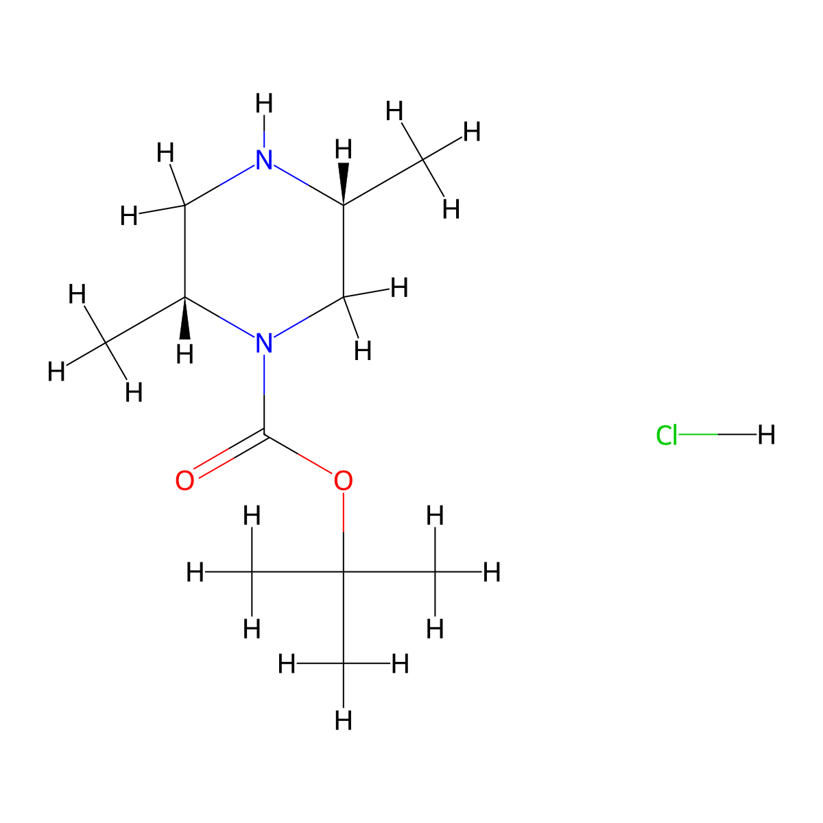 (2R,5R)-tert-Butyl 2,5-dimethylpiperazine-1-carboxylate hydrochloride molecular structure, CAS 194032-43-4