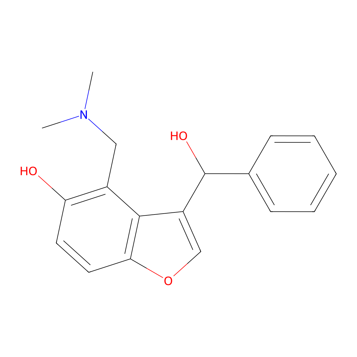 4-[(Dimethylamino)methyl]-3-[hydroxy(phenyl)methyl]-1-benzofuran-5-ol molecular structure, CAS 19404-33-2