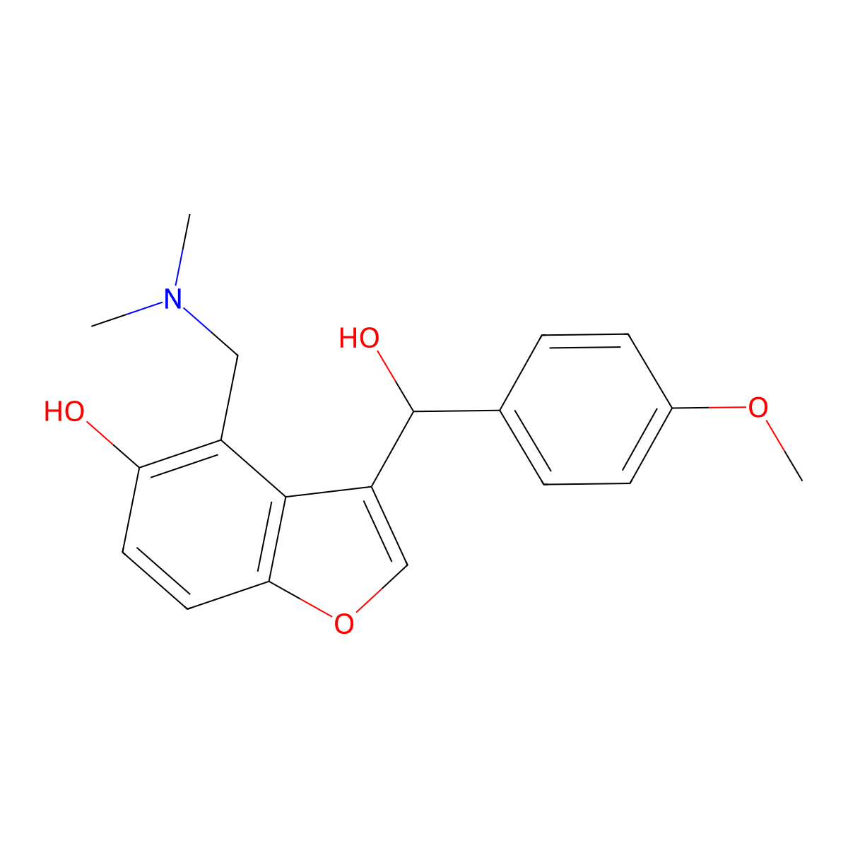 4-[(Dimethylamino)methyl]-3-[hydroxy(4-methoxyphenyl)methyl]-1-benzofuran-5-ol molecular structure, CAS 19404-34-3