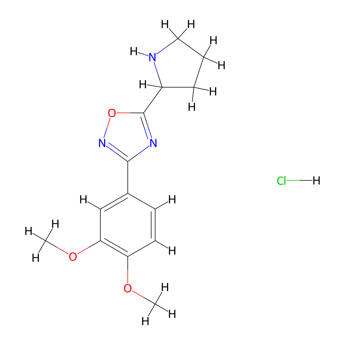 3-(3,4-Dimethoxyphenyl)-5-pyrrolidin-2-yl-1,2,4-oxadiazole hydrochloride molecular structure, CAS 1940484-62-7