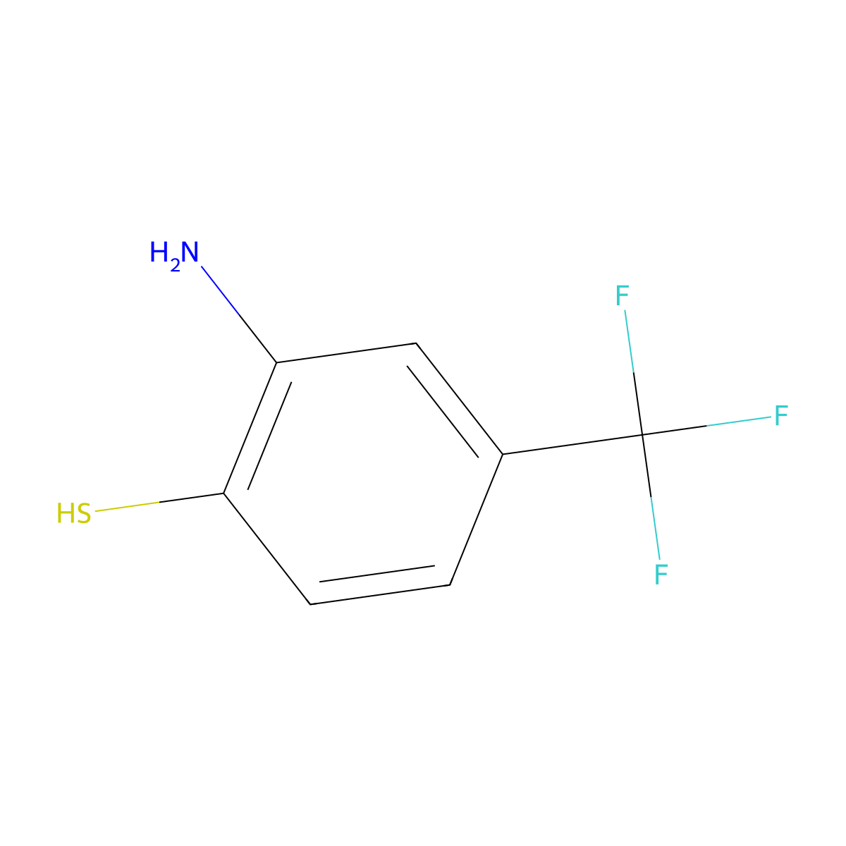 2-Amino-4-(trifluoromethyl)benzenethiol molecular structure, CAS 19406-49-6