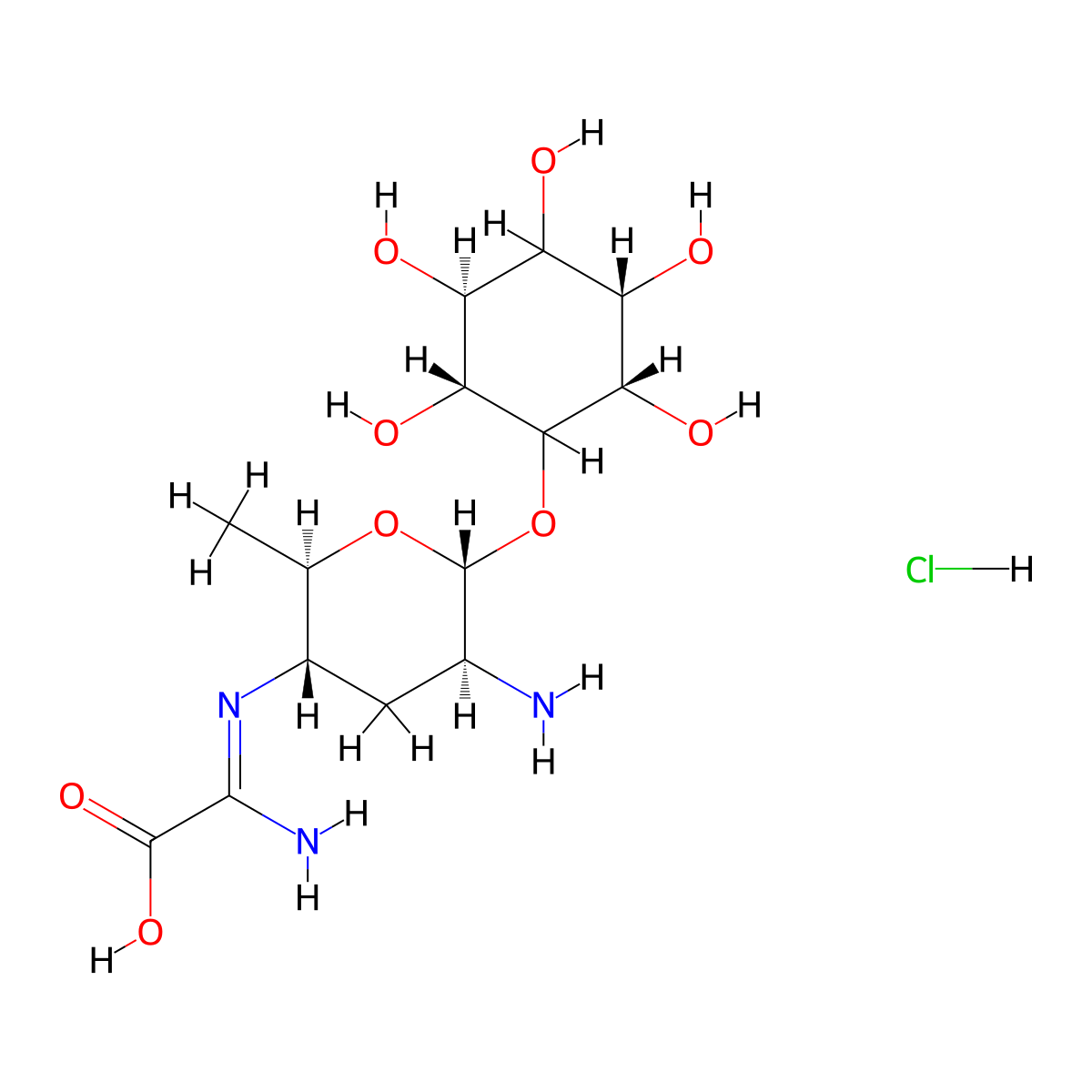 Kasugamycin hydrochloride molecular structure, CAS 19408-46-9