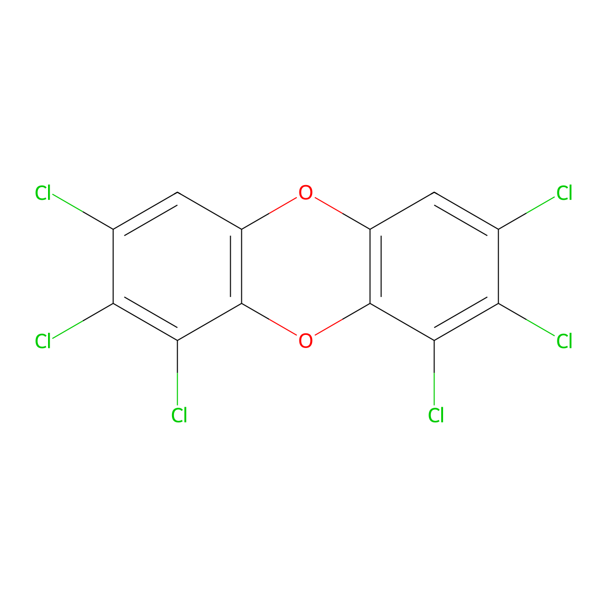 1,2,3,7,8,9-HEXACHLORODIBENZO-p-DIOXIN molecular structure, CAS 19408-74-3