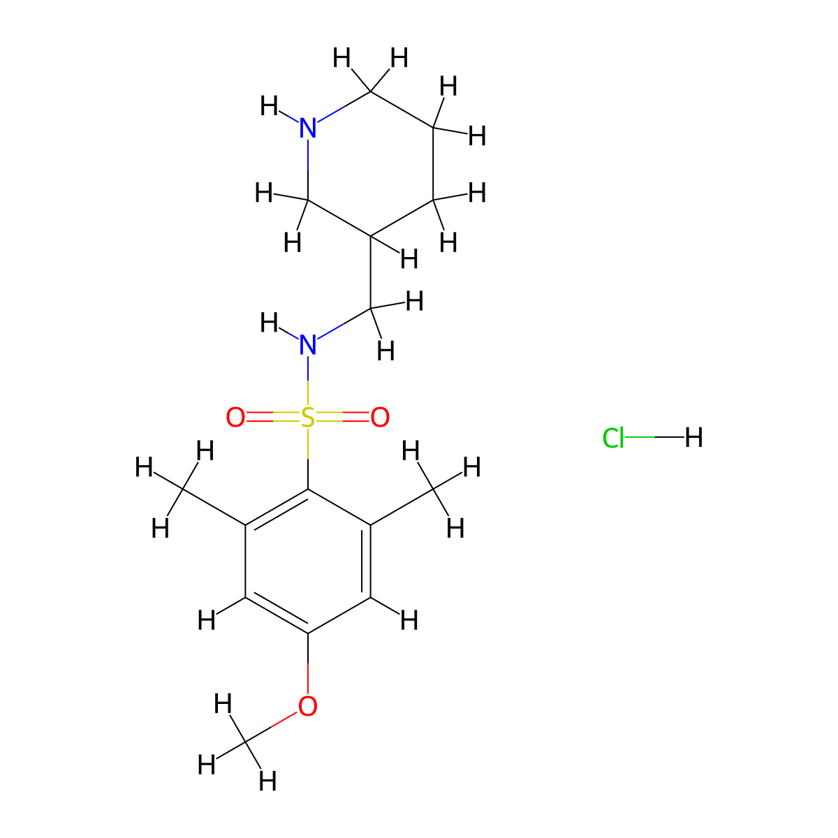 4-methoxy-2,6-dimethyl-N-[(piperidin-3-yl)methyl]benzene-1-sulfonamide hydrochloride molecular structure, CAS 1940850-68-9