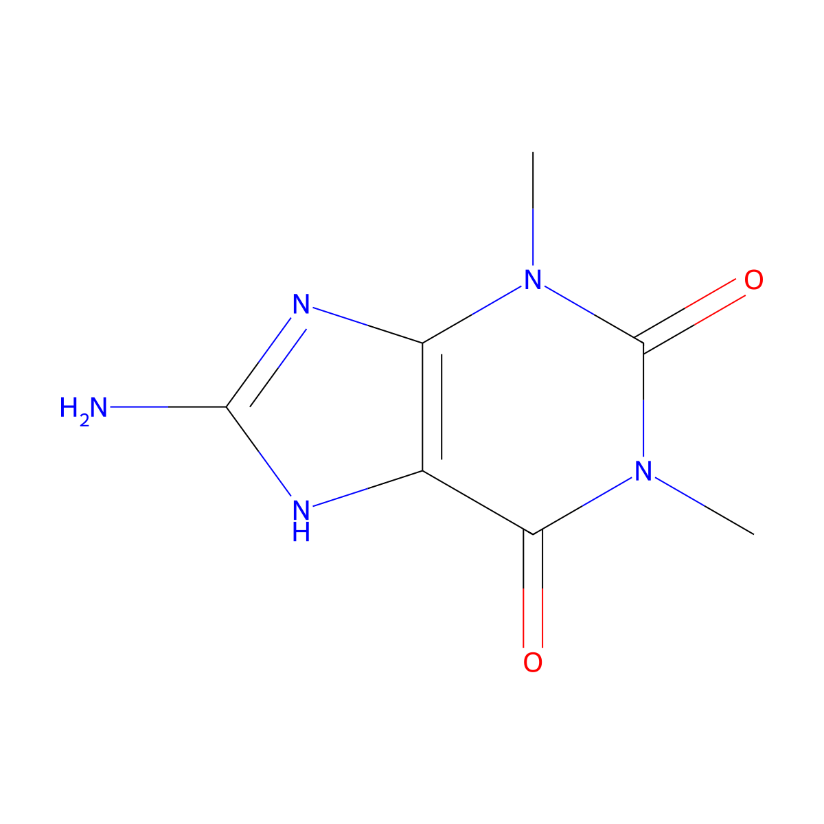 8-Aminotheophylline molecular structure, CAS 19410-53-8