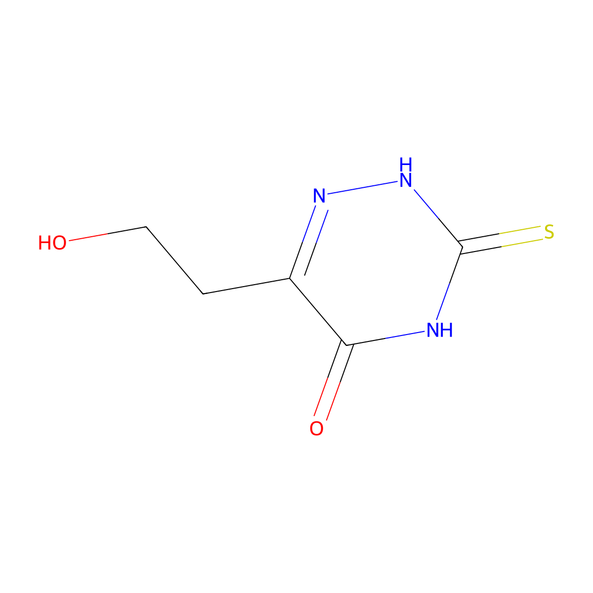 1,2,4-triazin-5(2H)-one, 3,4-dihydro-6-(2-hydroxyethyl)-3-thioxo- molecular structure, CAS 19410-89-0