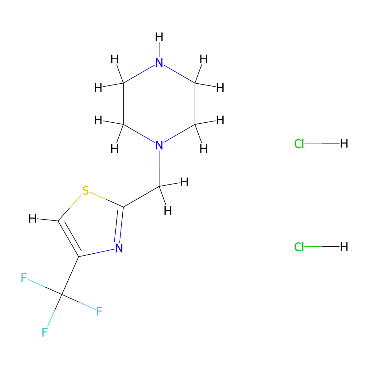1-{[4-(Trifluoromethyl)-1,3-thiazol-2-yl]methyl}piperazine dihydrochloride molecular structure, CAS 1941048-24-3