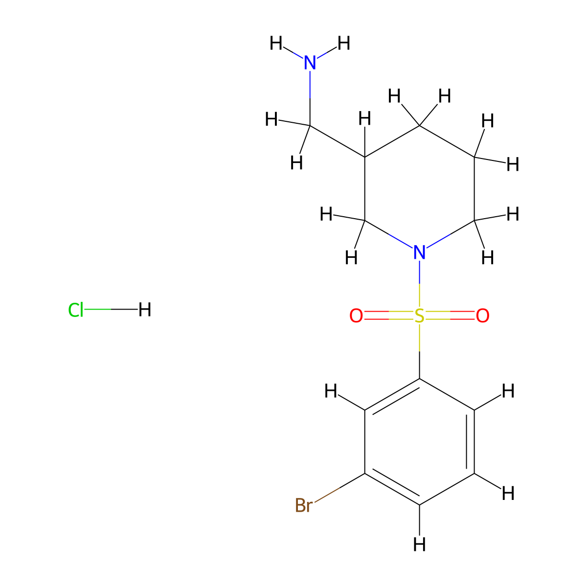 (1-((3-Bromophenyl)sulfonyl)piperidin-3-yl)methanamine hydrochloride molecular structure, CAS 1941142-42-2