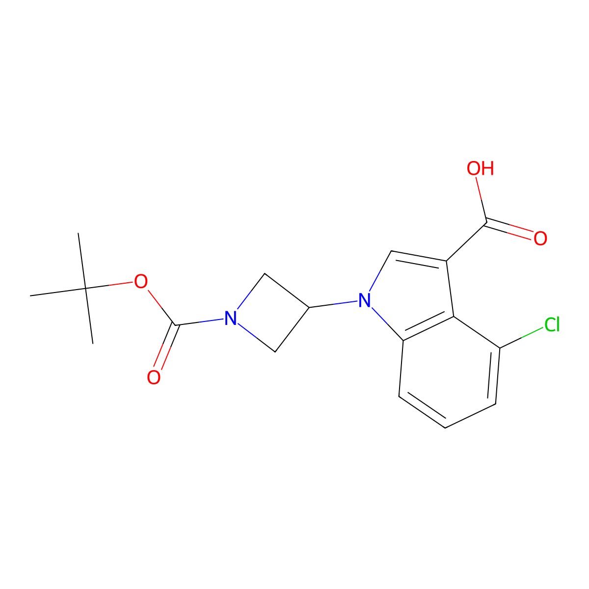 1-(1-(tert-butoxycarbonyl)azetidin-3-yl)-4-chloro-1H-indole-3-carboxylic acid molecular structure, CAS 1941176-22-2