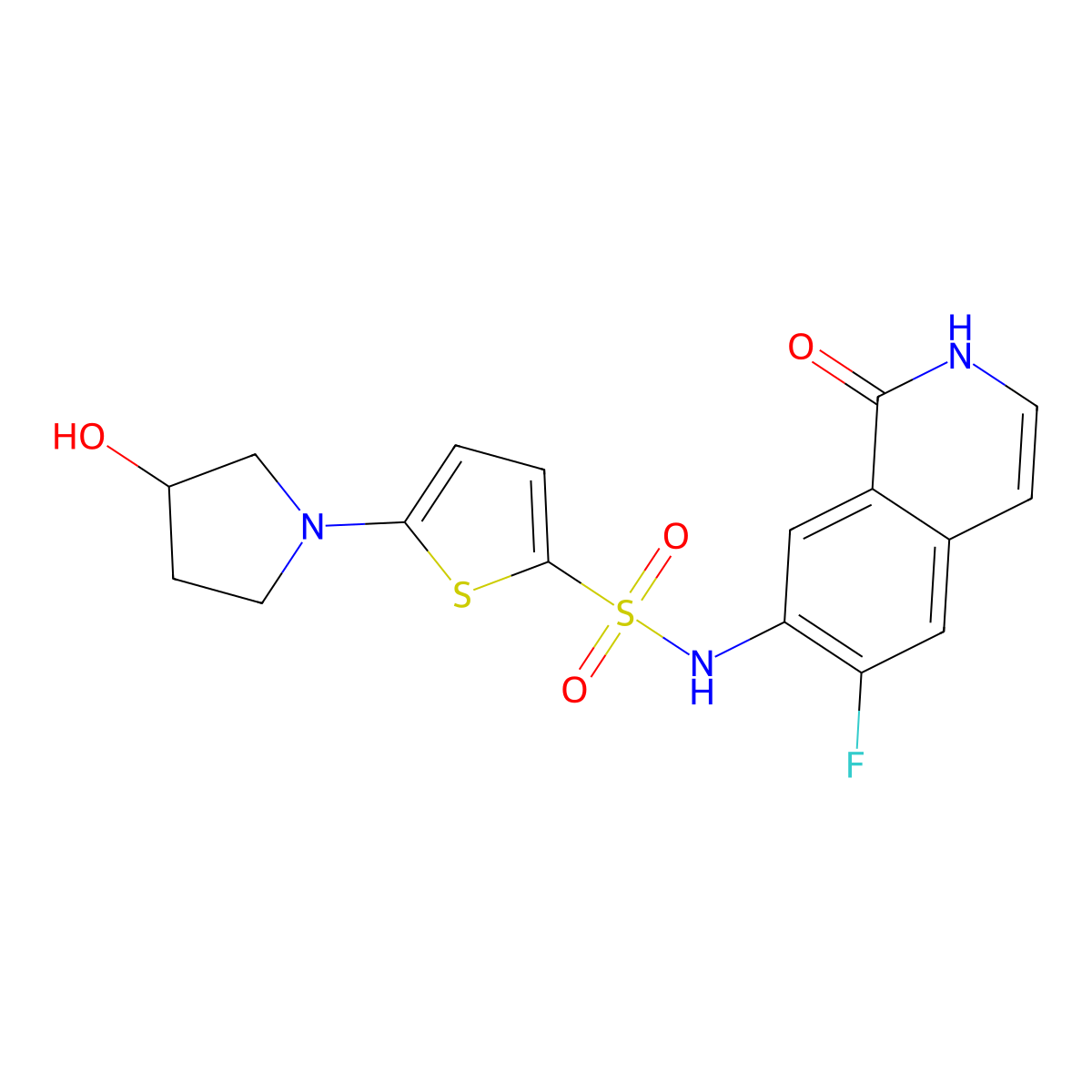 N-(6-fluoro-1-oxo-2H-isoquinolin-7-yl)-5-[(3R)-3-hydroxypyrrolidin-1-yl]thiophene-2-sulfonamide molecular structure, CAS 1941211-99-9