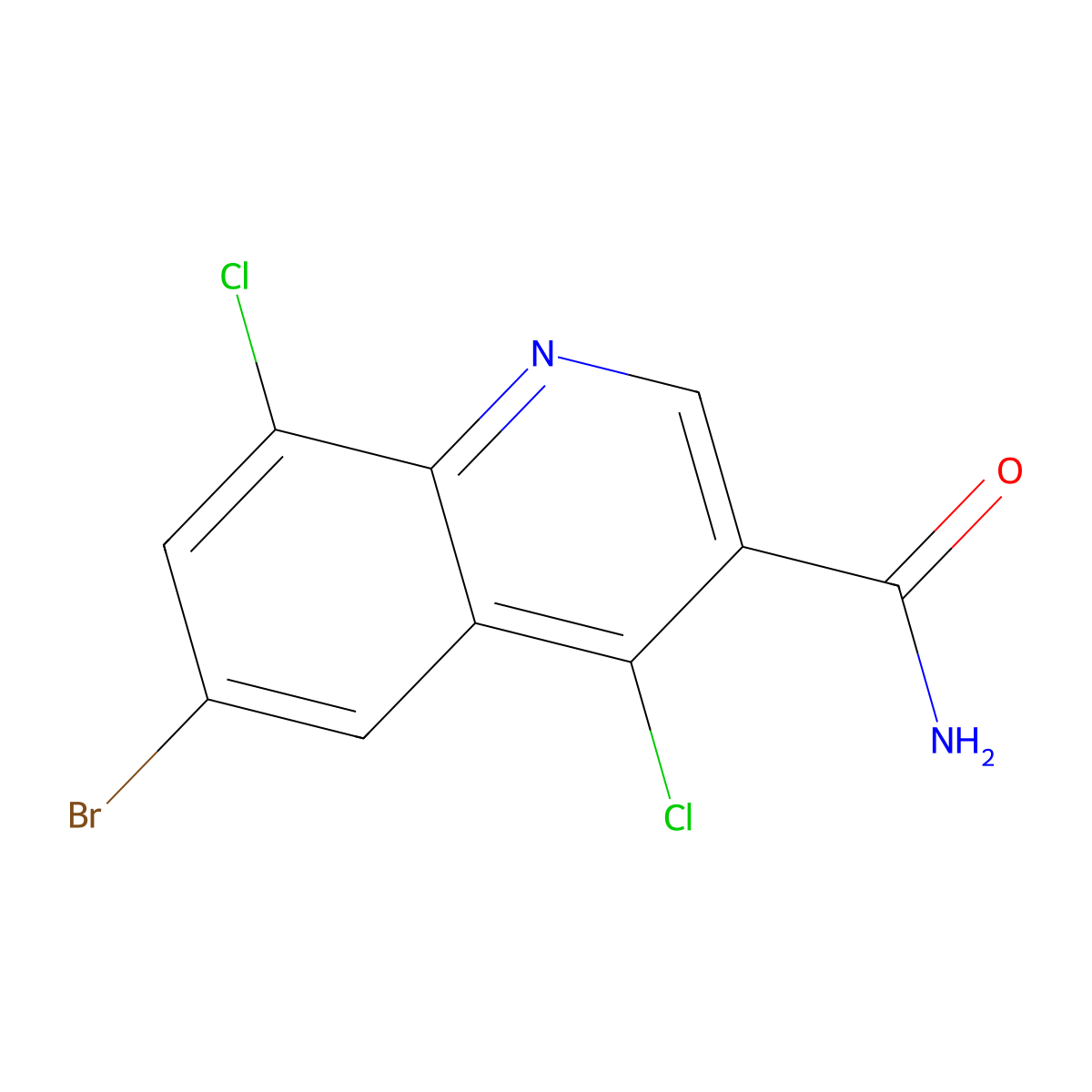 6-Bromo-4,8-dichloroquinoline-3-carboxamide molecular structure, CAS 1941213-93-9