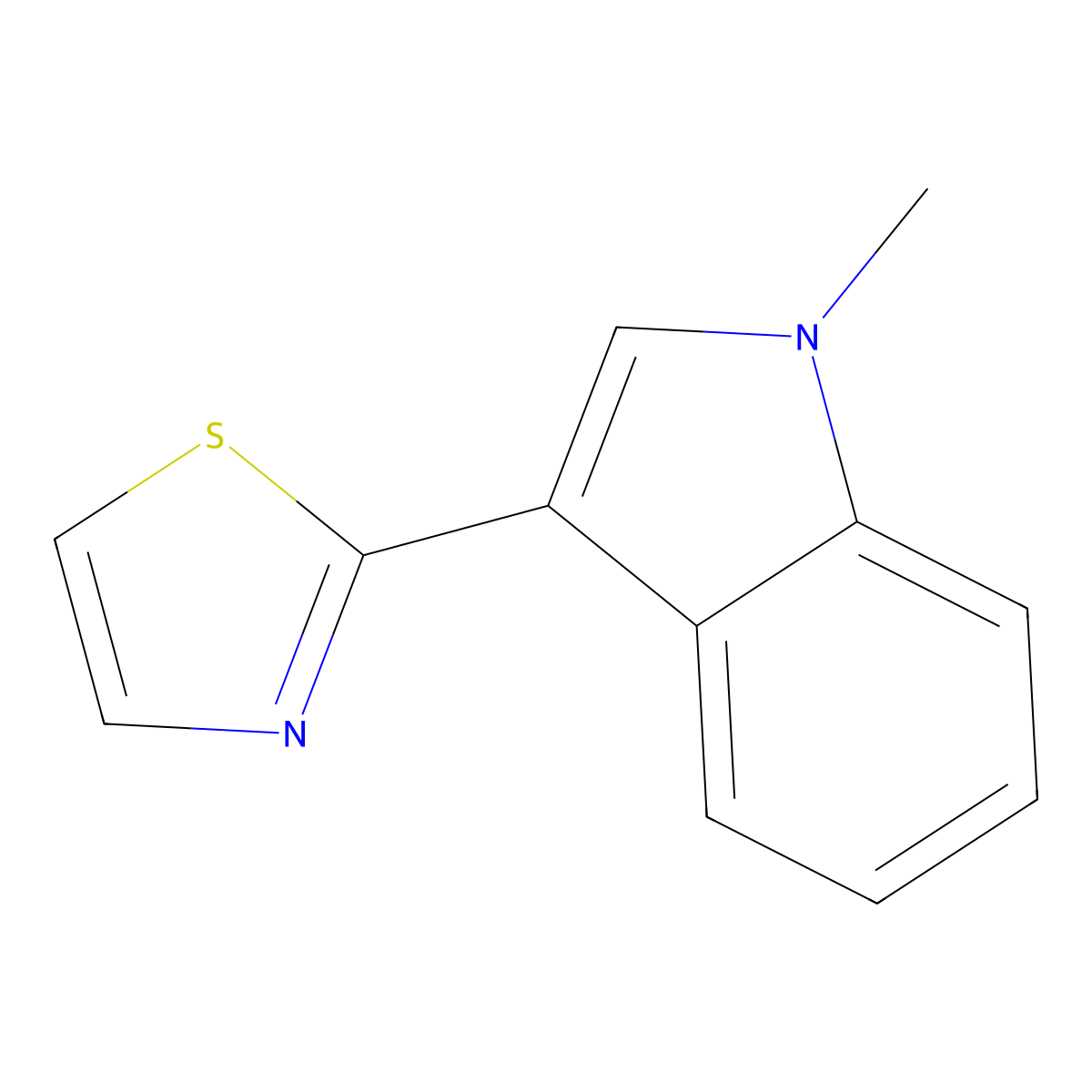 1-Methyl-3-(2-thiazolyl)-1H-indole molecular structure, CAS 194155-86-7