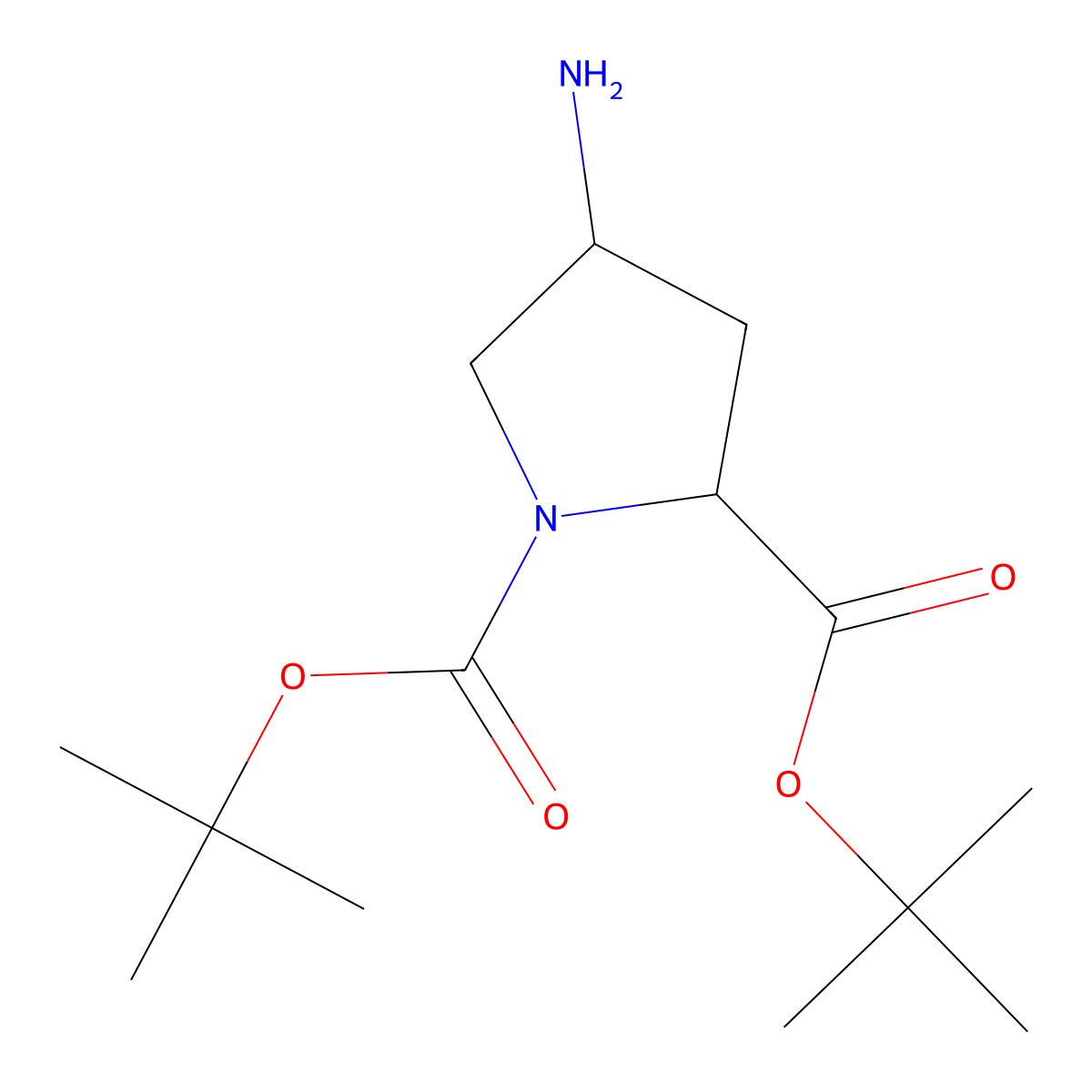 Di-tert-butyl (2S,4R)-4-aminopyrrolidine-1,2-dicarboxylate molecular structure, CAS 194163-86-5