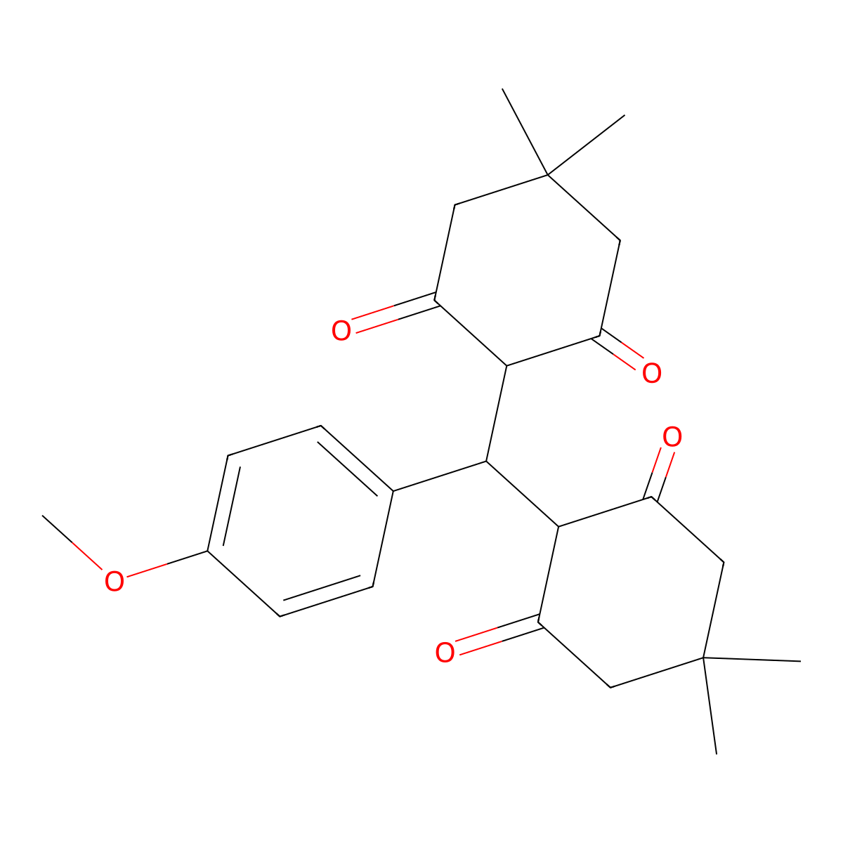 2-[(4,4-Dimethyl-2,6-dioxo-cyclohexyl)-(4-methoxyphenyl)methyl]-5,5-dimethyl-cyclohexane-1,3-dione molecular structure, CAS 19419-24-0