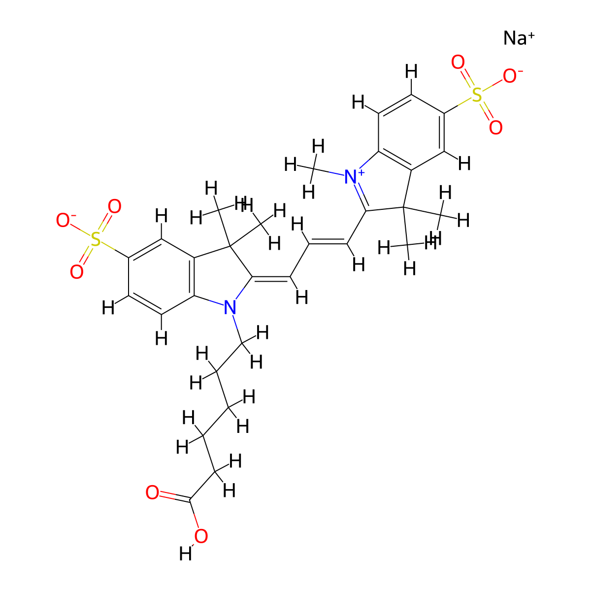Sulfo-Cy3 carboxylic acid molecular structure, CAS 1941997-61-0