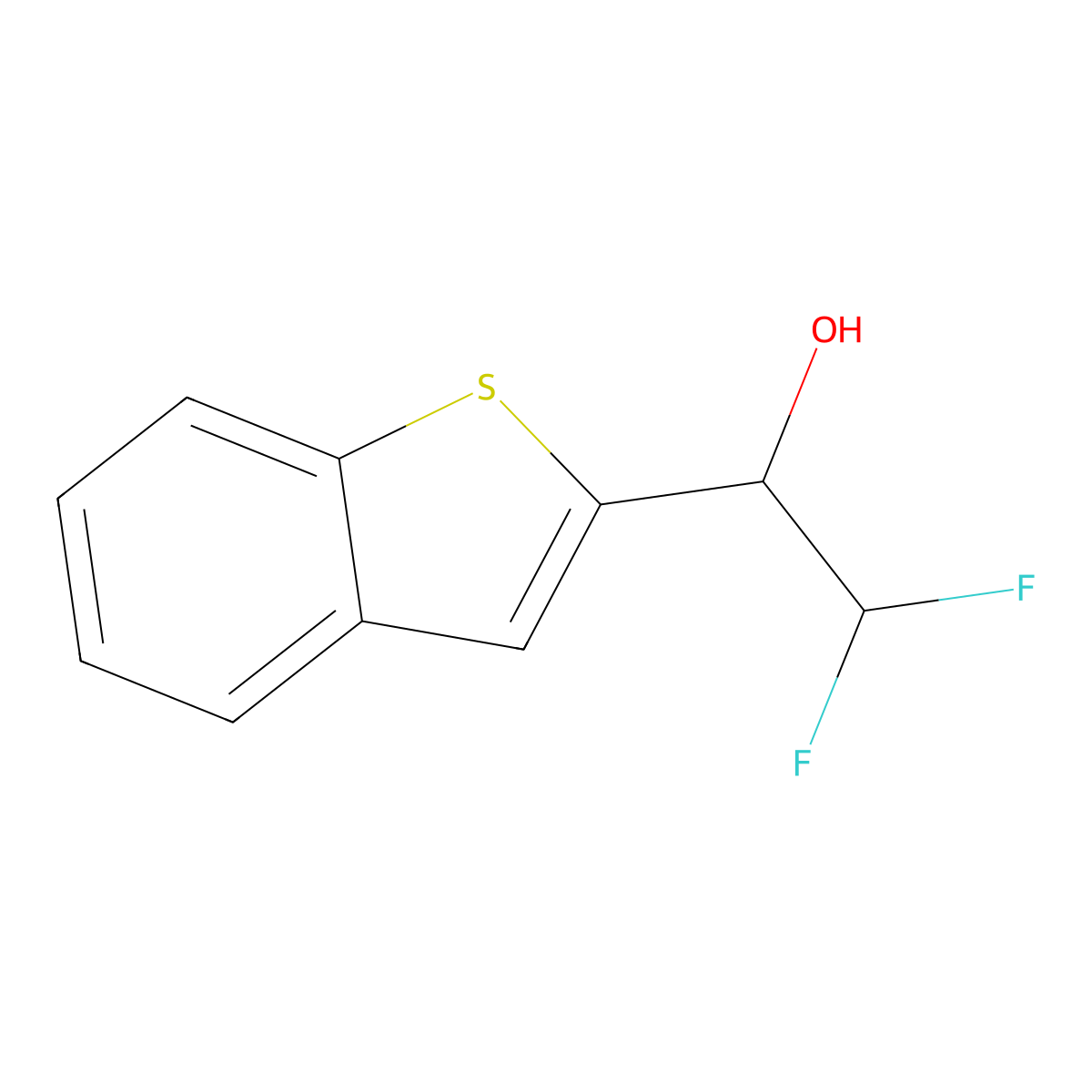 1-(1-Benzothiophen-2-yl)-2,2-difluoroethan-1-ol molecular structure, CAS 1942035-29-1