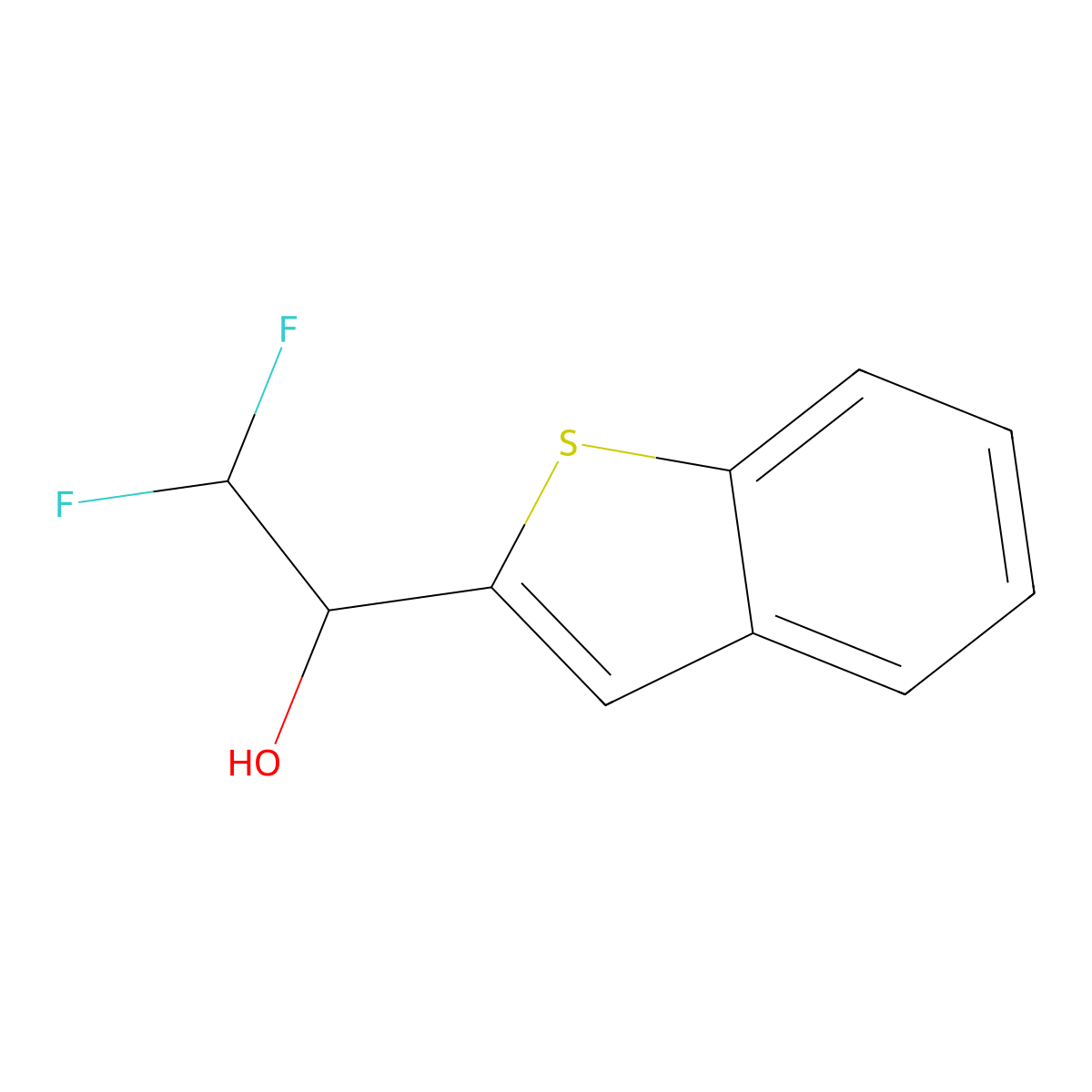 1-(1-Benzothiophen-2-yl)-2,2-difluoroethan-1-ol molecular structure, CAS 1942035-29-1