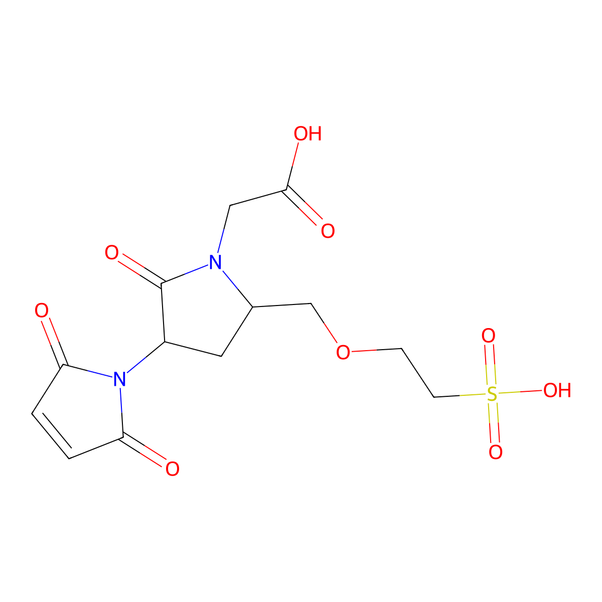 2-[(3S,5S)-3-(2,5-dioxo-2,5-dihydro-1H-pyrrol-1-yl)-2-oxo-5-[(2-sulfoethoxy)methyl]pyrrolidin-1-yl]acetic acid molecular structure, CAS 1942059-43-9