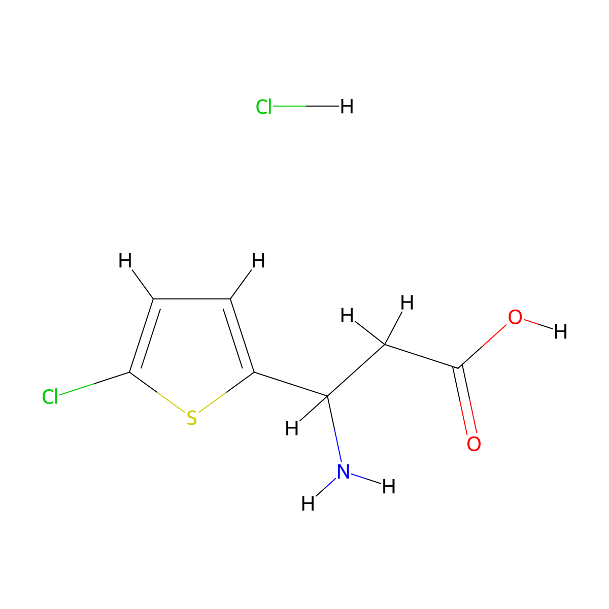 3-Amino-3-(5-chlorothiophen-2-yl)propanoic acid hydrochloride molecular structure, CAS 194229-22-6