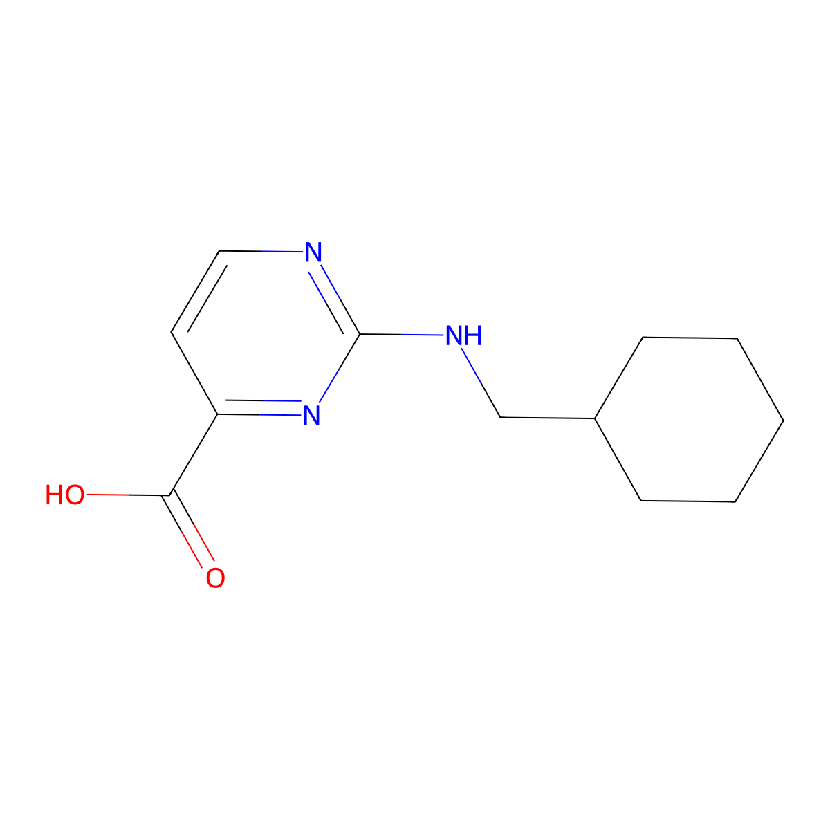 2-[(Cyclohexylmethyl)amino]pyrimidine-4-carboxylic acid molecular structure, CAS 1942684-07-2