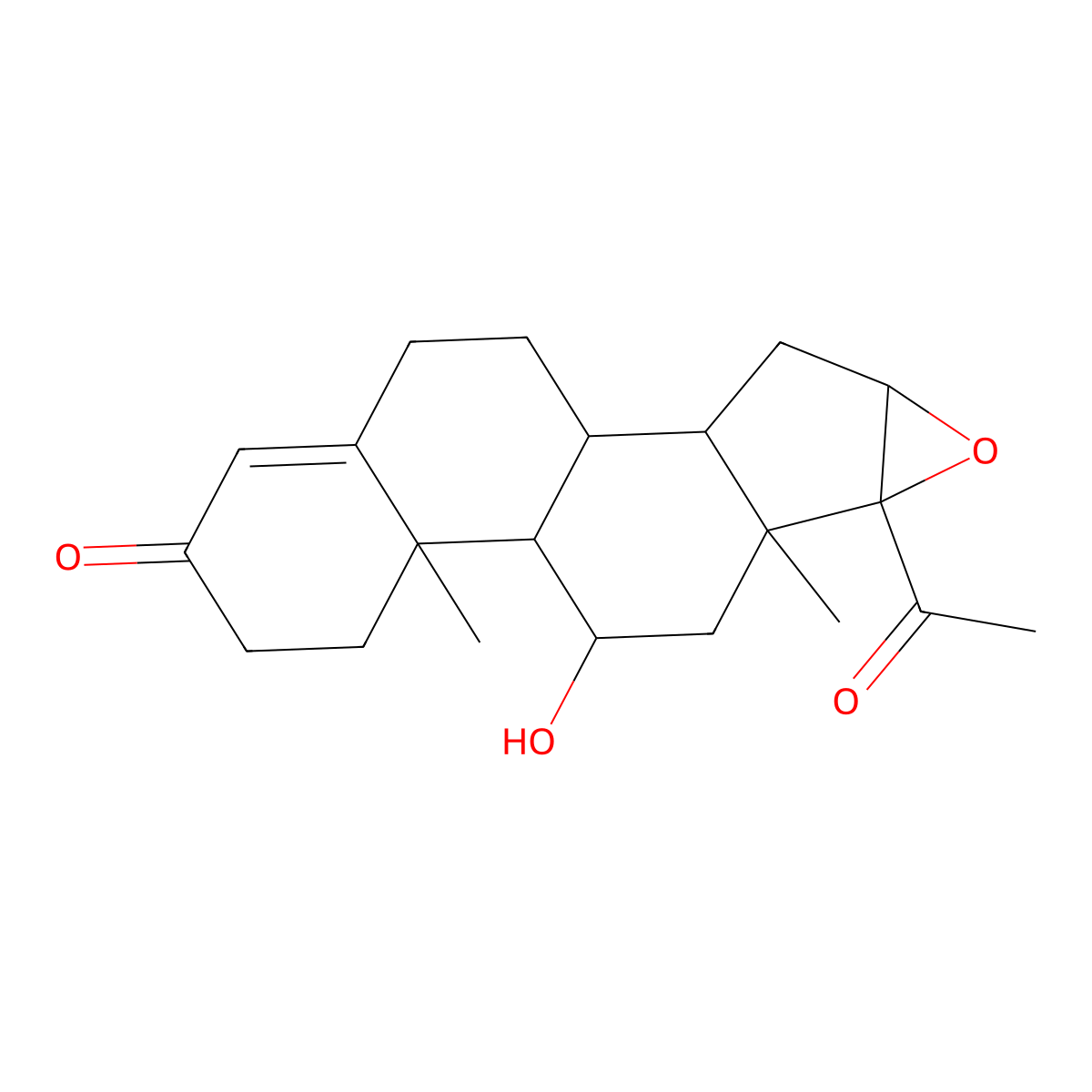 16alpha,17-Epoxy-11alpha-hydroxypregn-4-ene-3,20-dione molecular structure, CAS 19427-36-2