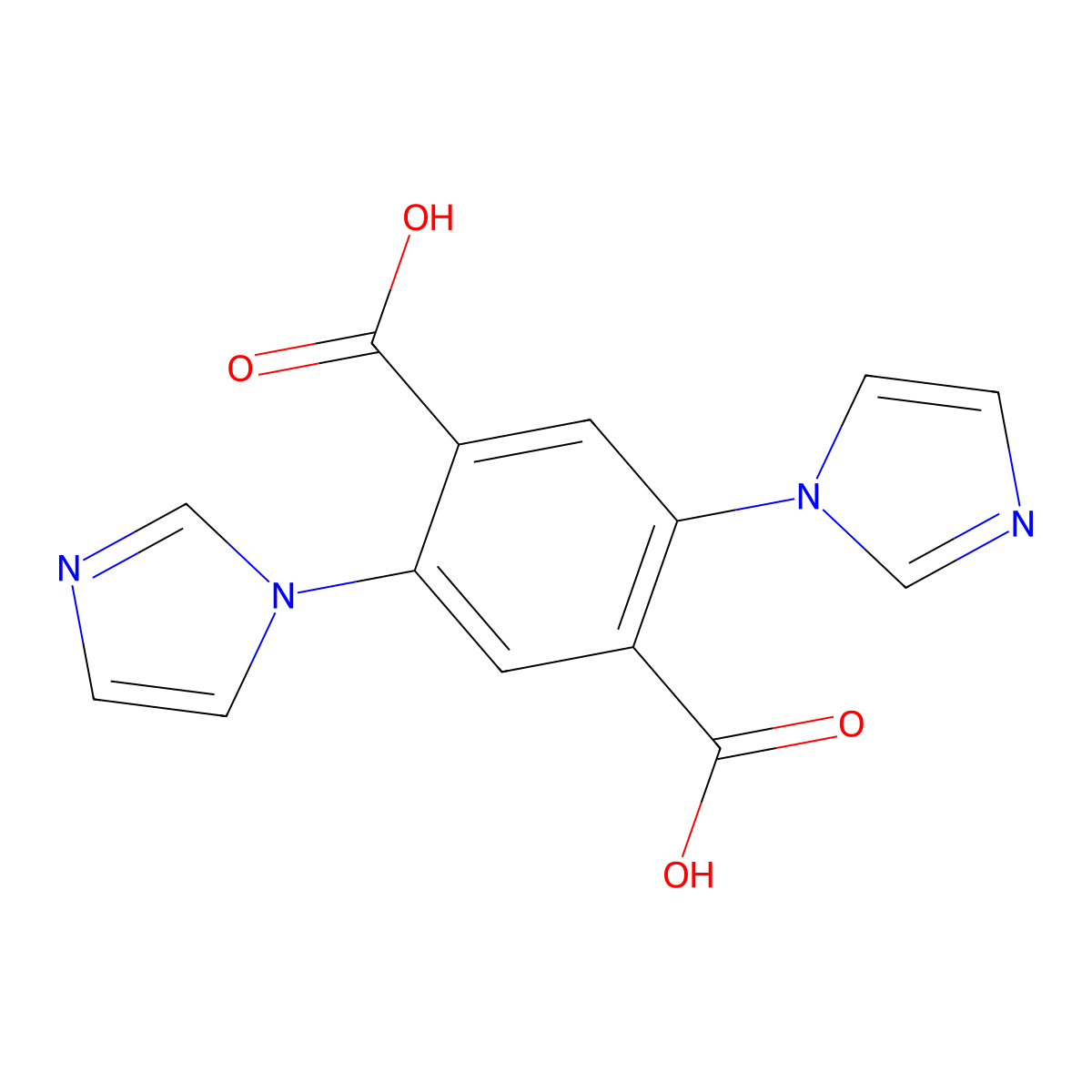 2,5-Di(1H-imidazol-1-yl)terephthalic acid molecular structure, CAS 1942879-46-0
