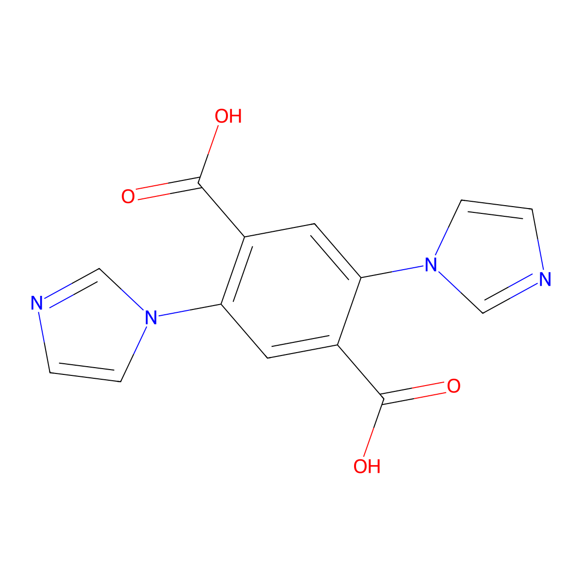 2,5-Di(1H-imidazol-1-yl)terephthalic acid molecular structure, CAS 1942879-46-0