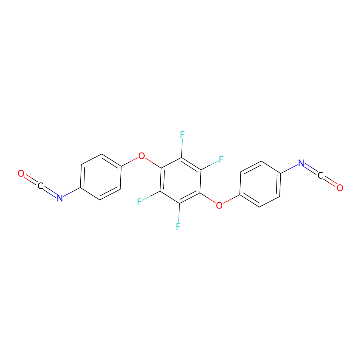 Benzene, 1,2,4,5-tetrafluoro-3,6-bis(4-isocyanatophenoxy)- molecular structure, CAS 194298-89-0