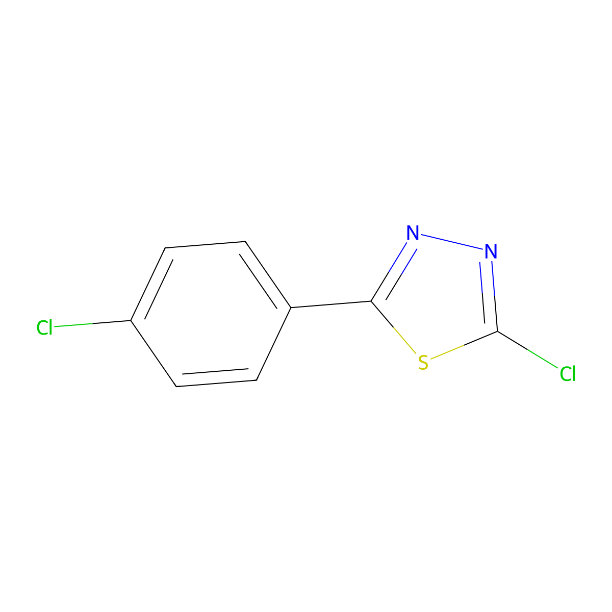 2-Chloro-5-(4-chlorophenyl)-1,3,4-thiadiazole molecular structure, CAS 19430-31-0