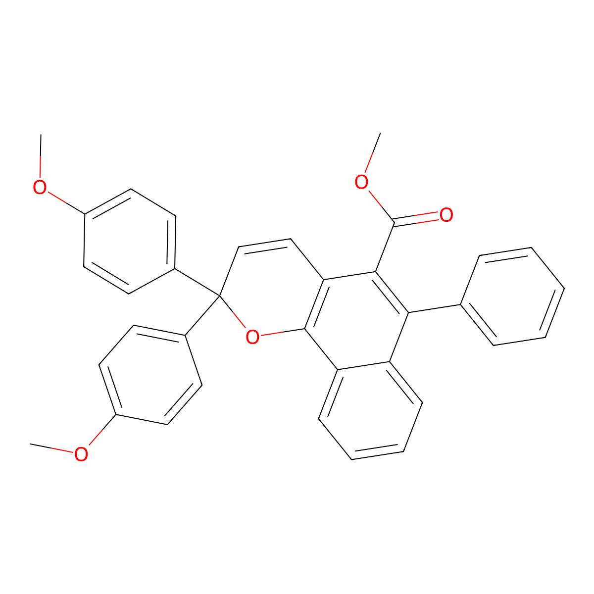 methyl 2,2-bis(4-methoxyphenyl)-6-phenyl-2H-benzo[h]chromene-5-carboxylate molecular structure, CAS 194302-39-1
