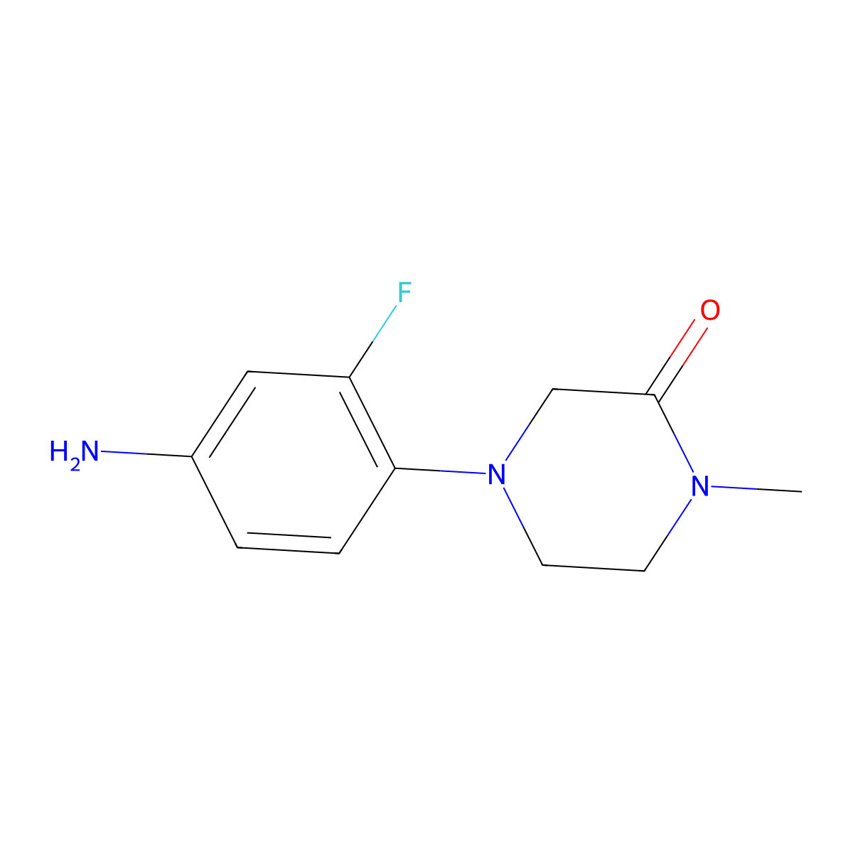 4-(4-Amino-2-fluorophenyl)-1-methylpiperazin-2-one molecular structure, CAS 194350-90-8