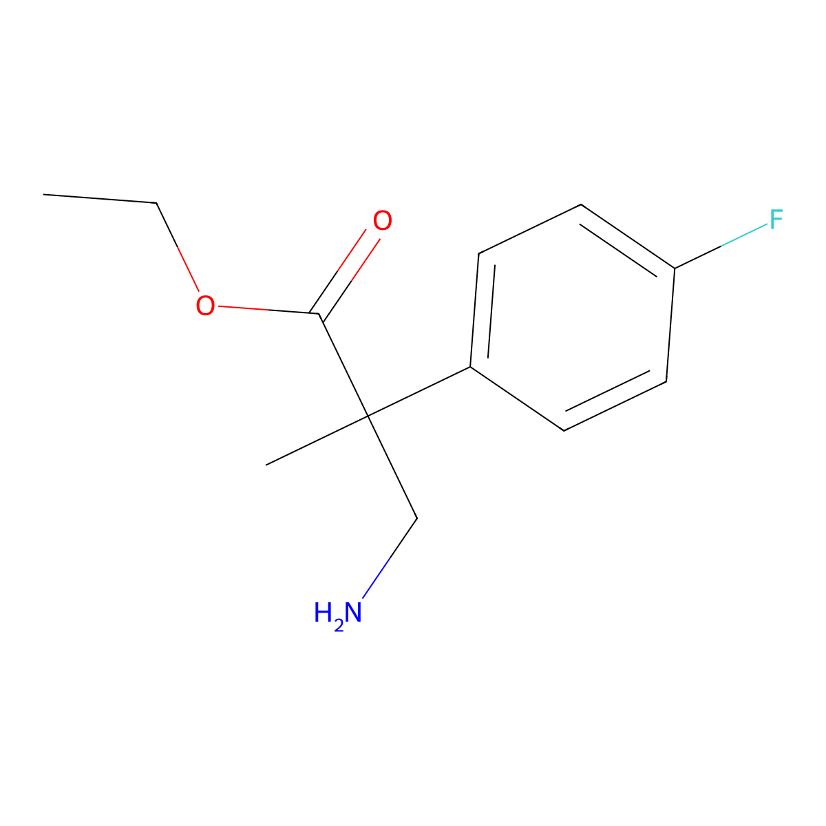 Ethyl 3-amino-2-(4-fluorophenyl)-2-methylpropanoate molecular structure, CAS 1943677-76-6