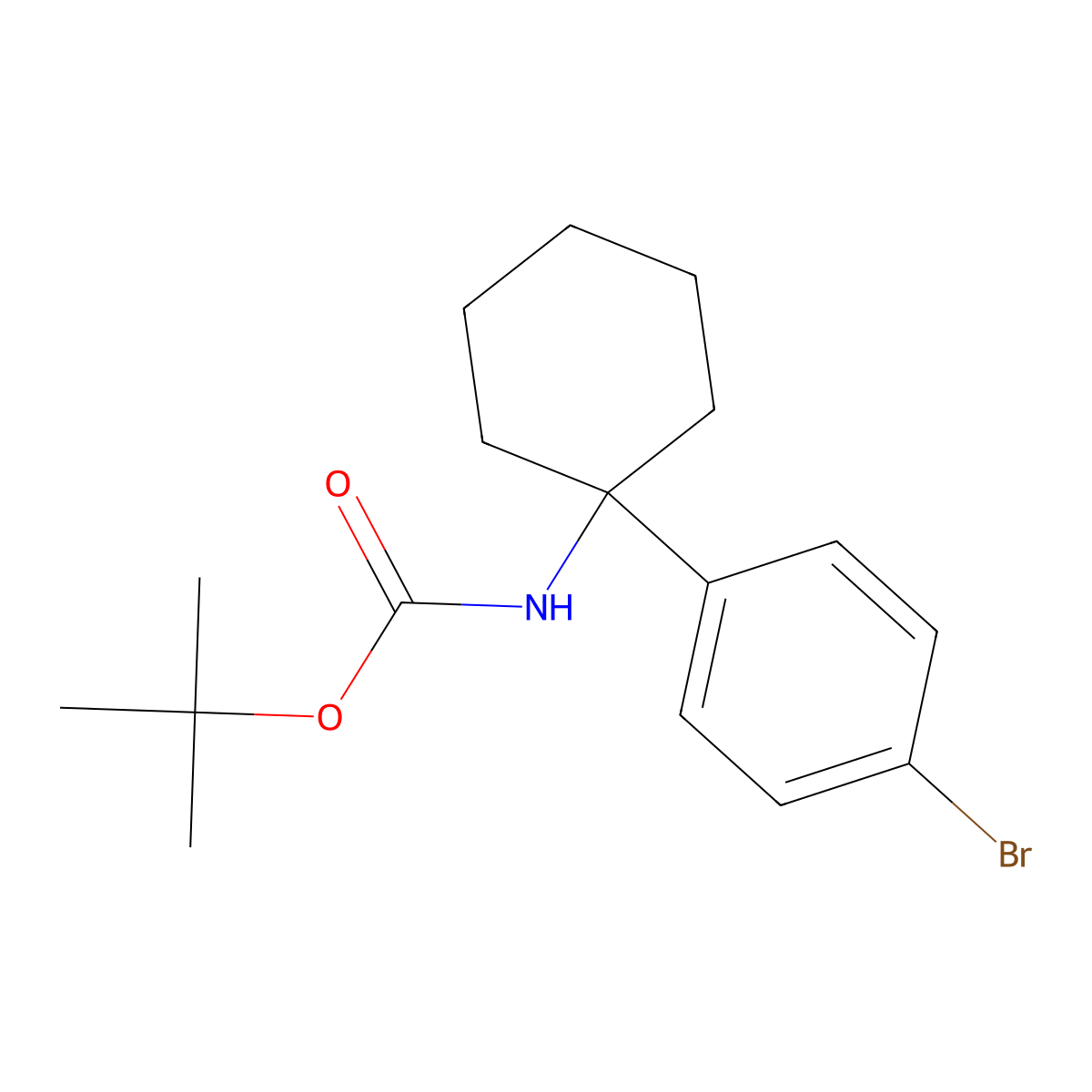 tert-butyl N-[1-(4-bromophenyl)cyclohexyl]carbamate molecular structure, CAS 1943685-42-4