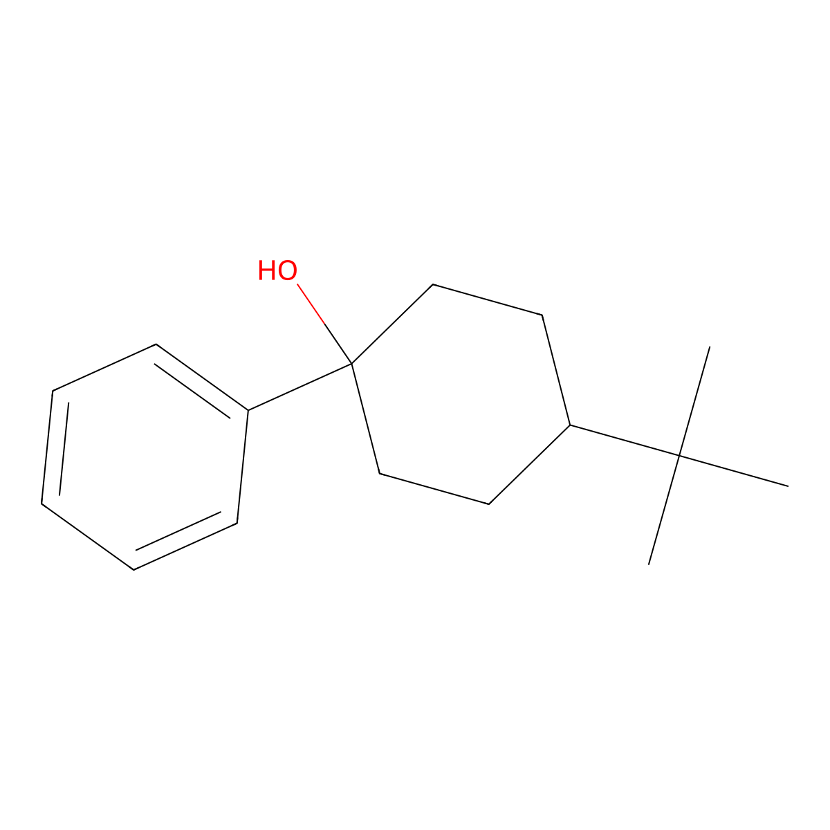 4-Tert-butyl-1-phenylcyclohexanol molecular structure, CAS 19437-01-5